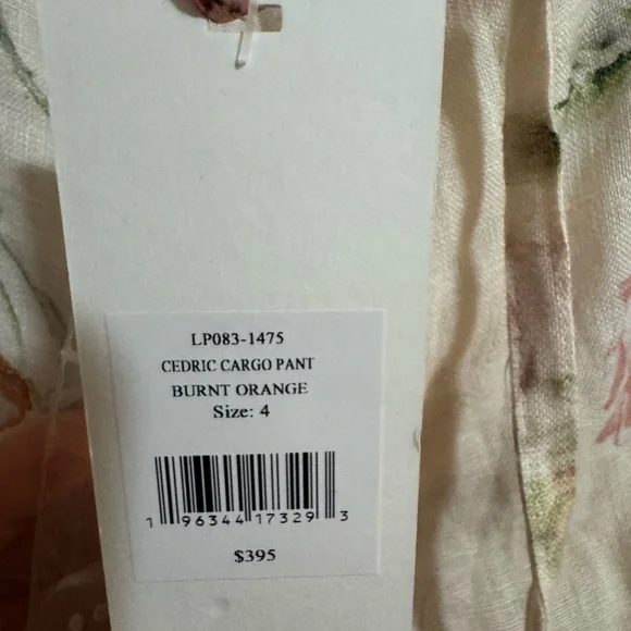 NWT LoveShackFancy Cedric Linen Cargo Pants in Burnt Orange Floral - Picture 5 of 5